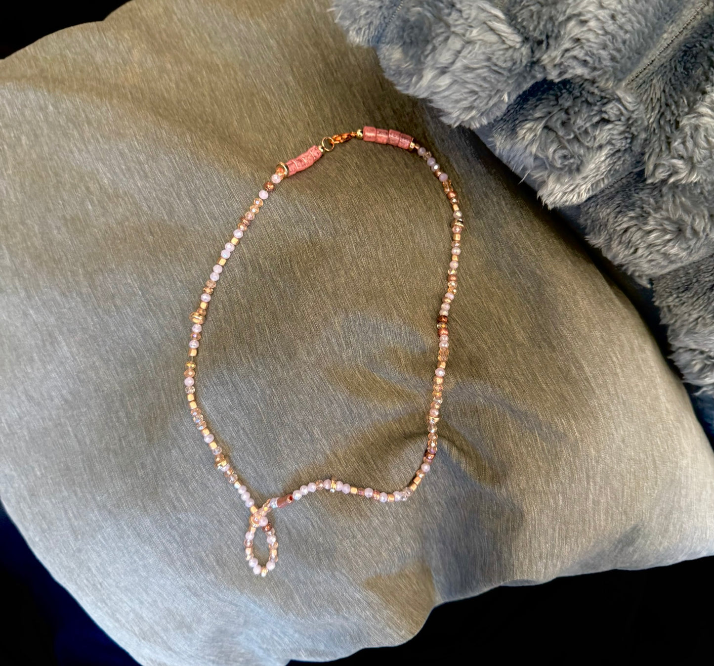 Pinky Glad: Delicate Beaded Necklace & Earrings Set