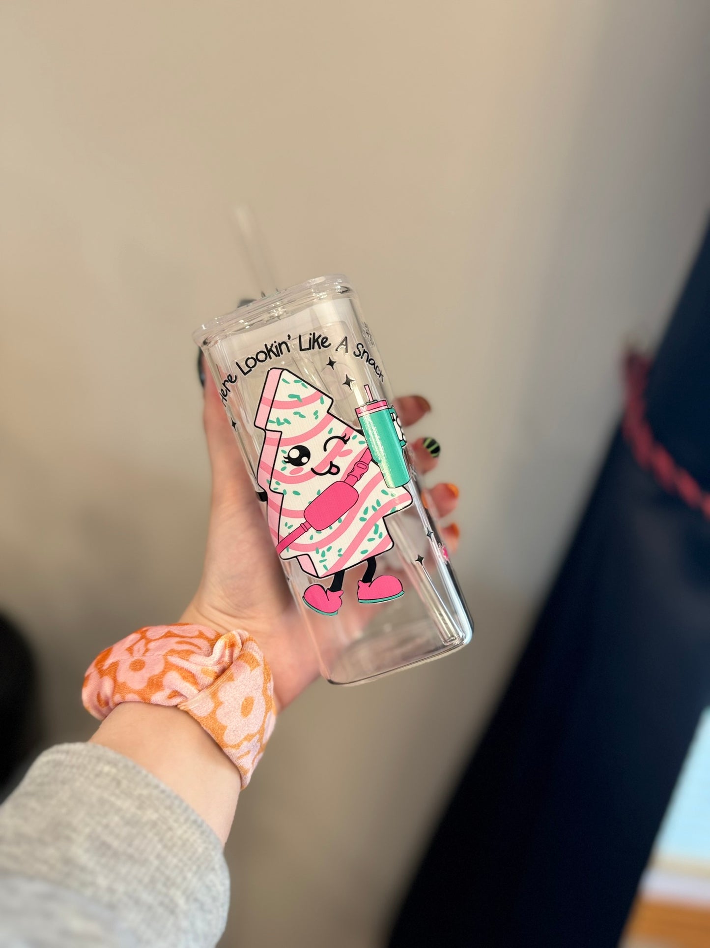Sprinkle of Fun: Cute Cartoon Glass Cup with Straw