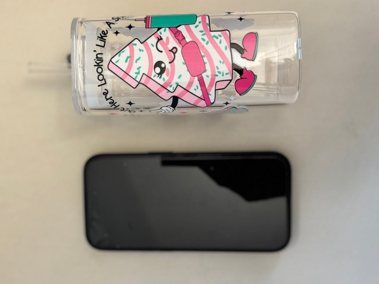 Sprinkle of Fun: Cute Cartoon Glass Cup with Straw