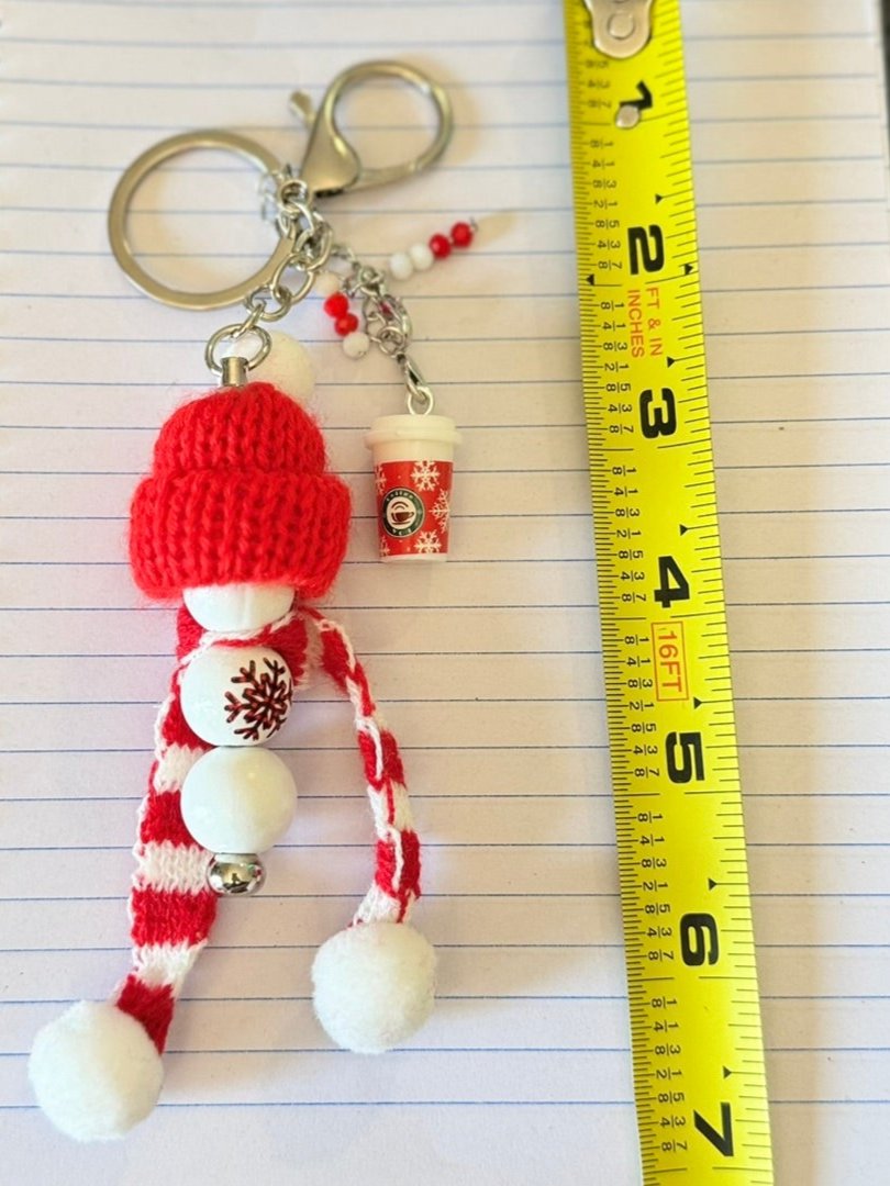 Festive Winter Wonderland Keychain with Mini Coffee Charm