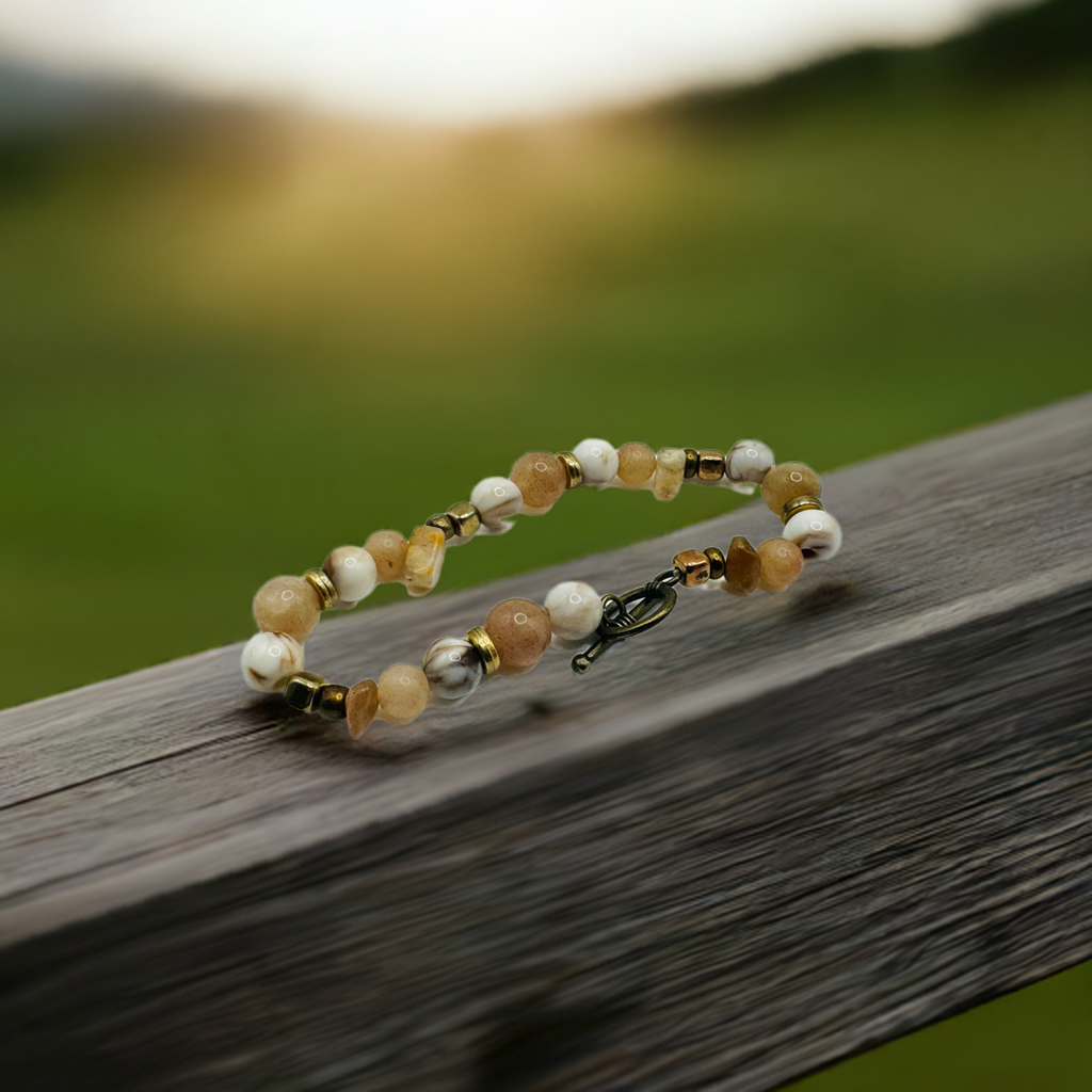 Golden Sands Earthy Stone Beaded Bracelet