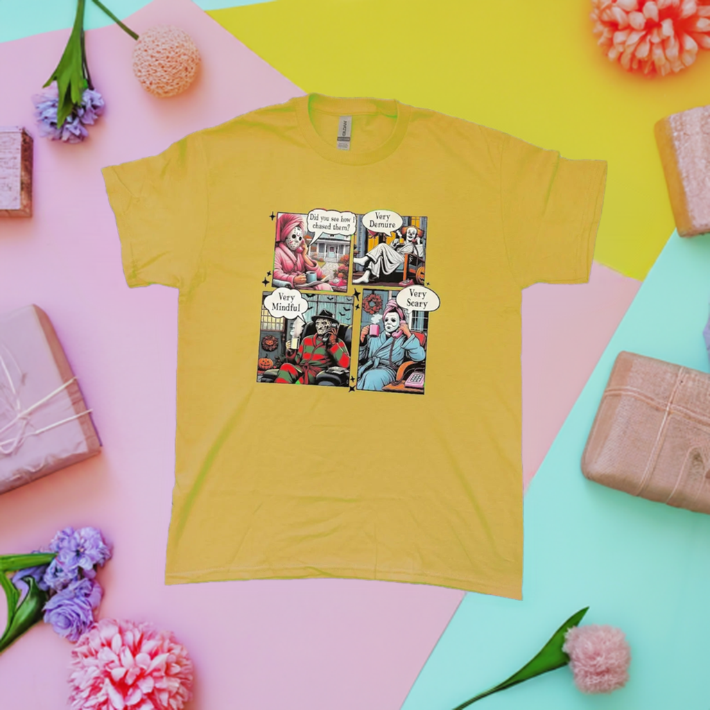 Very Demure, Very Mindful Horror Characters T-shirt