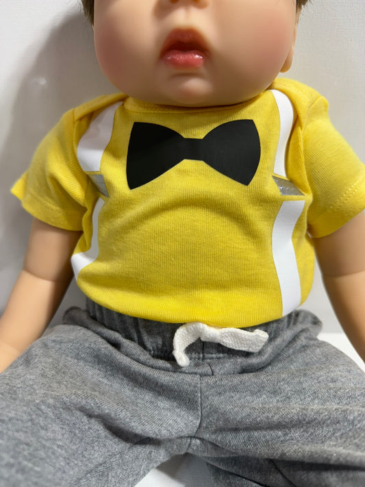 Charming Yellow Bow Tie Onesie