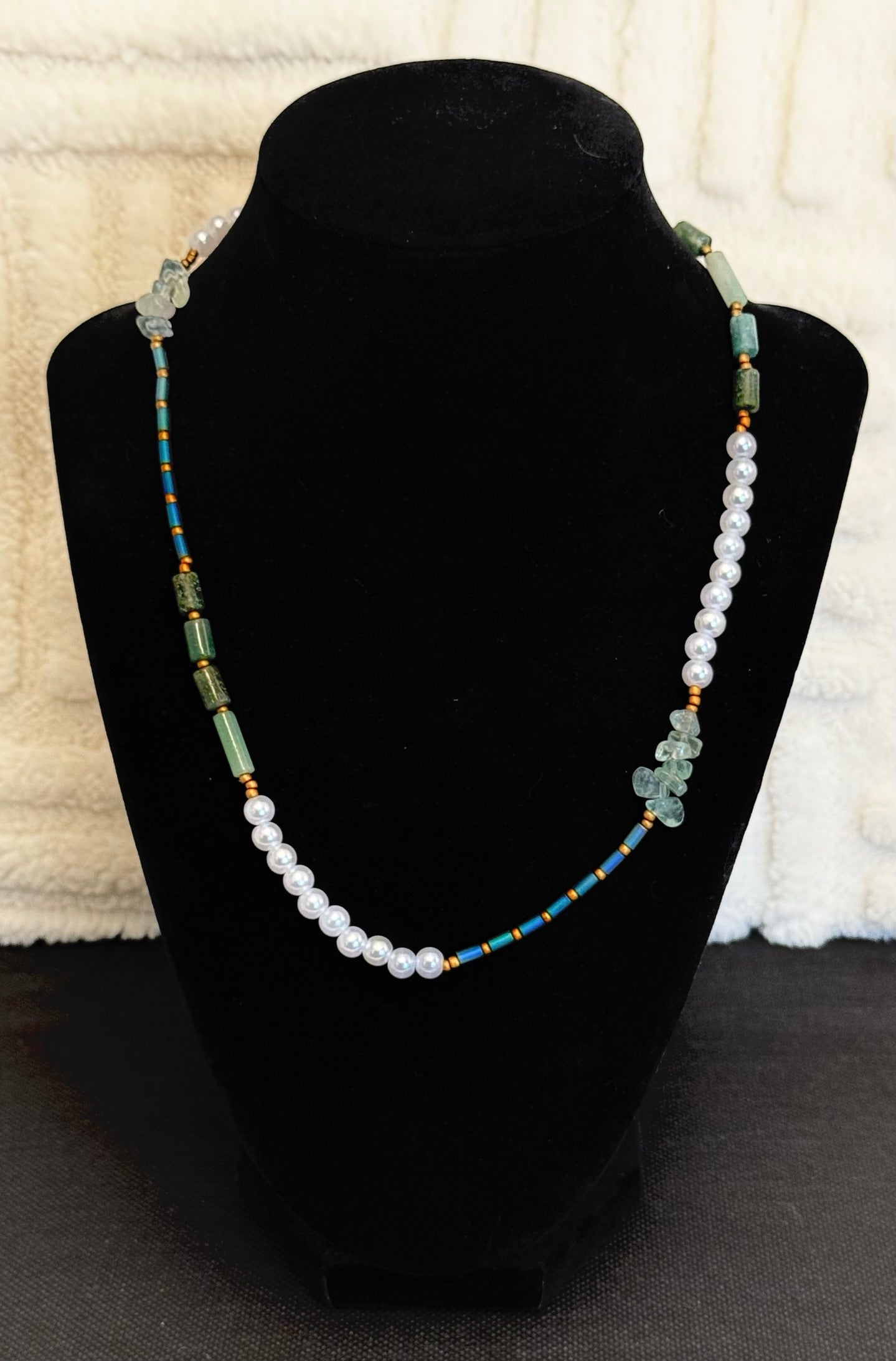 Horizon Dreams: Ocean-Inspired Beaded Necklace & Earrings Set