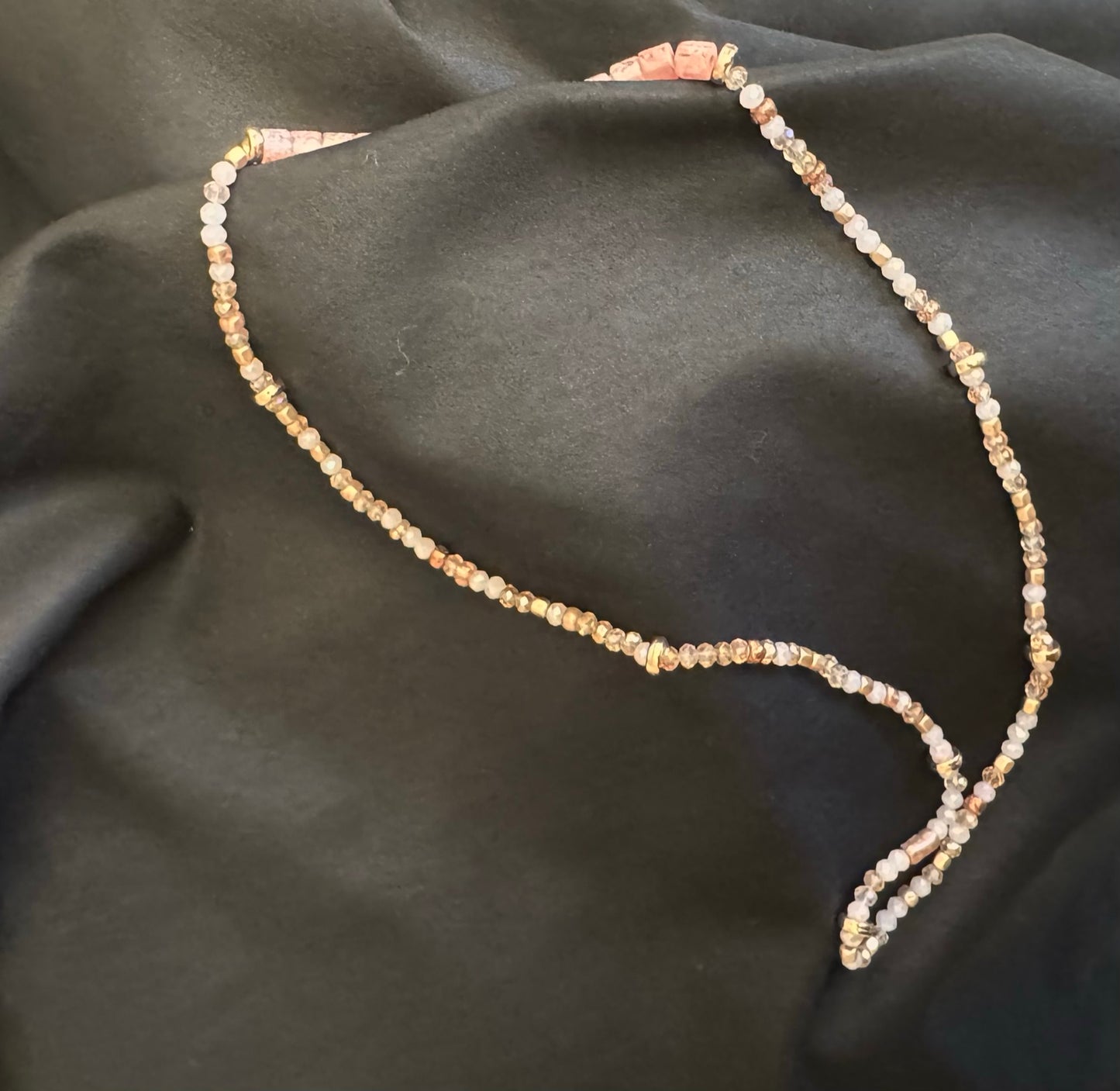 Pinky Glad: Delicate Beaded Necklace & Earrings Set