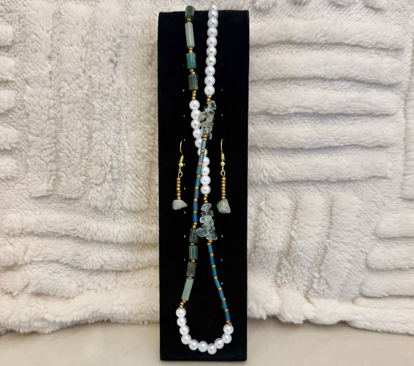 Horizon Dreams: Ocean-Inspired Beaded Necklace & Earrings Set