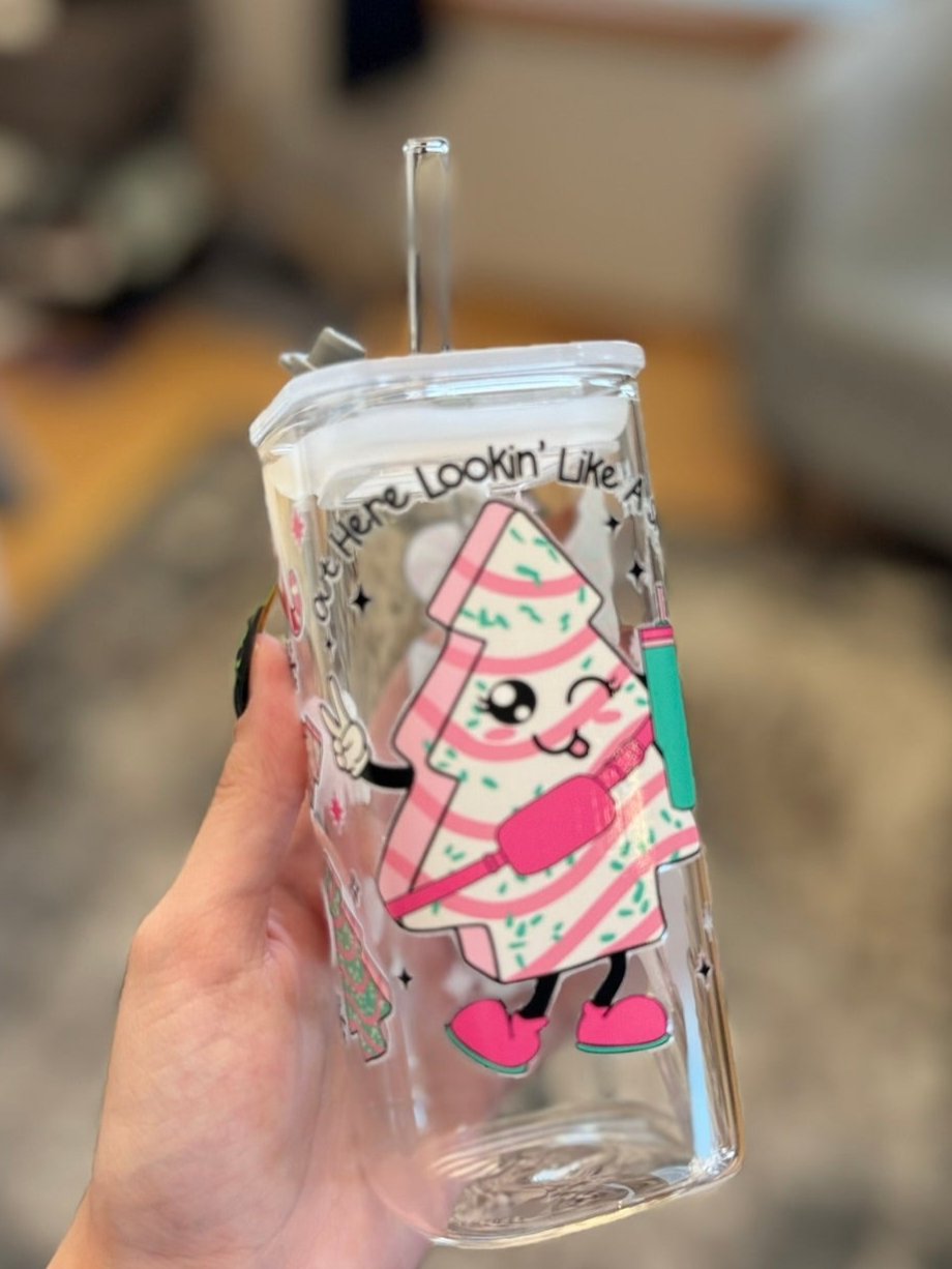 Sprinkle of Fun: Cute Cartoon Glass Cup with Straw
