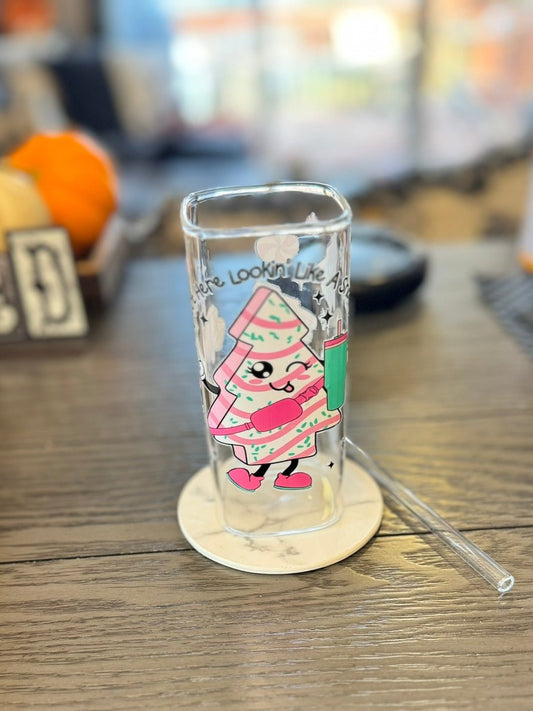 Sprinkle of Fun: Cute Cartoon Glass Cup with Straw