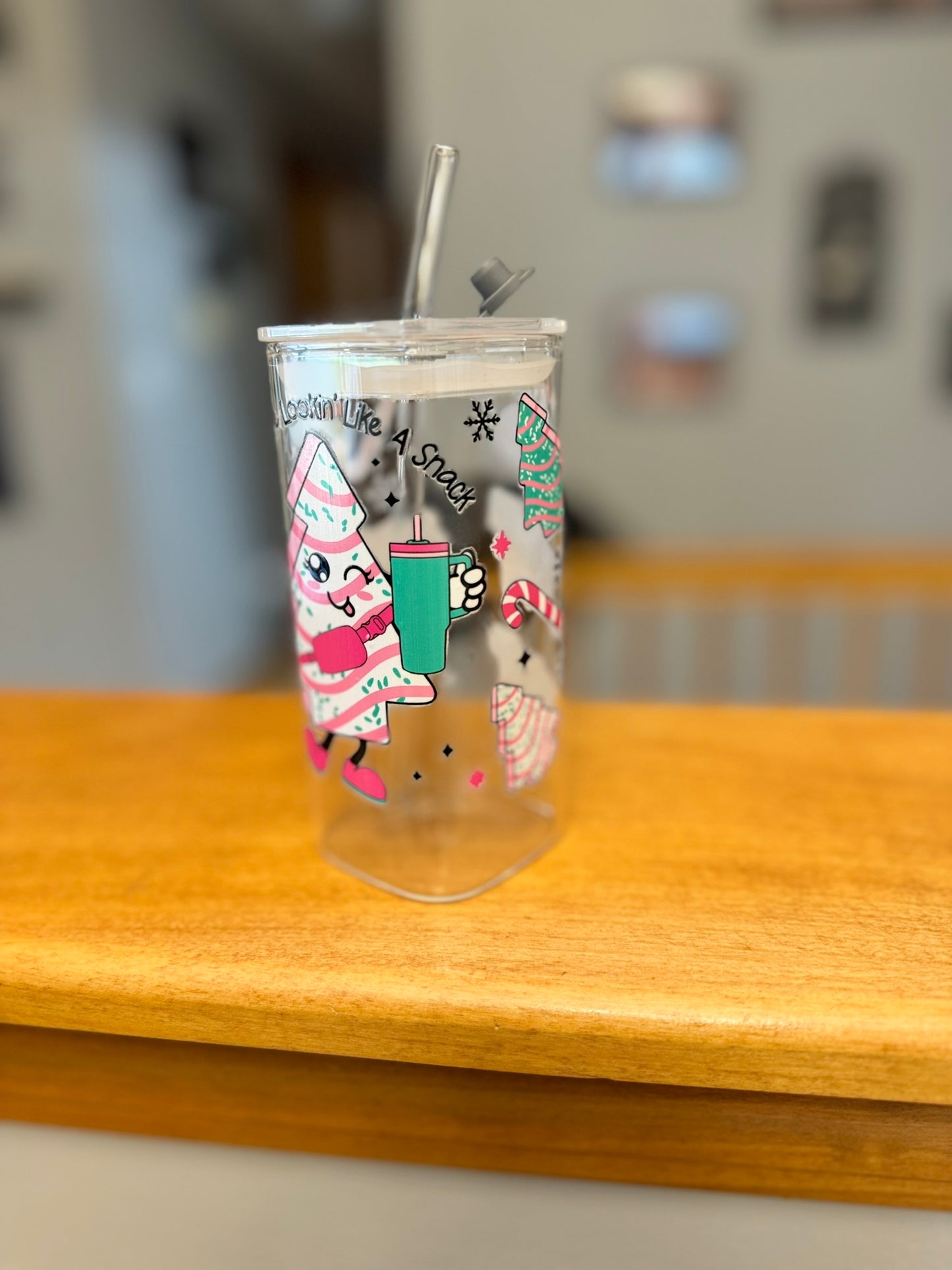 Sprinkle of Fun: Cute Cartoon Glass Cup with Straw
