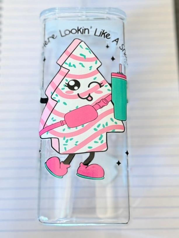 Sprinkle of Fun: Cute Cartoon Glass Cup with Straw