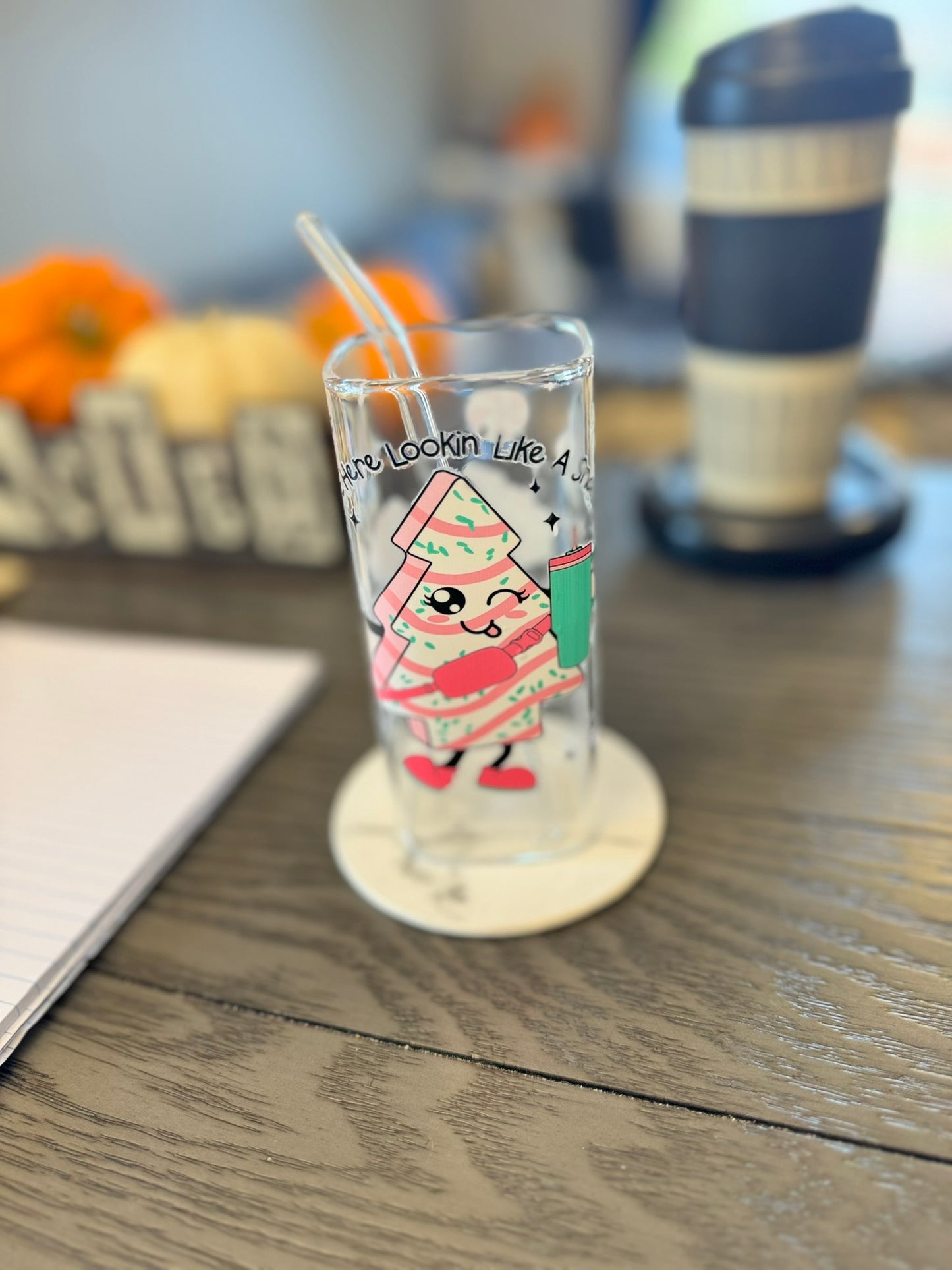 Sprinkle of Fun: Cute Cartoon Glass Cup with Straw