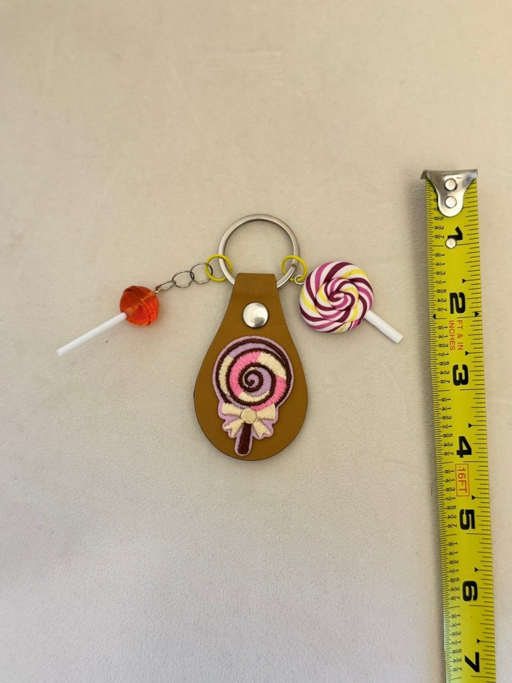 Sweet Swirl Delight: Lollipop Keychain Charm