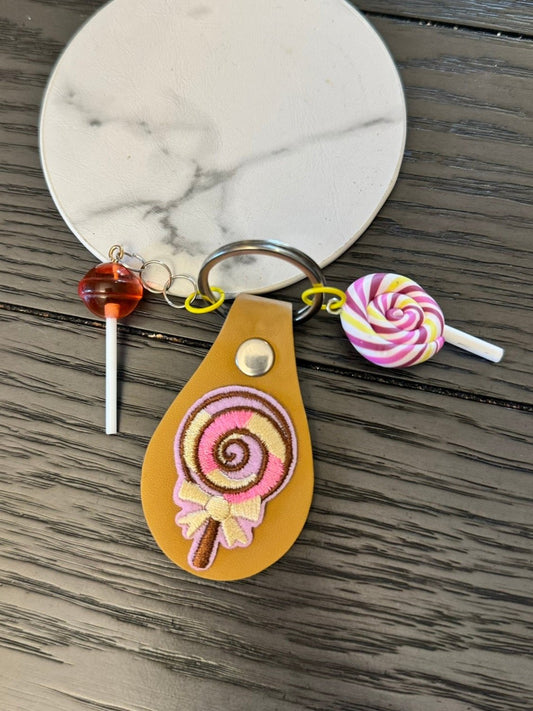 Sweet Swirl Delight: Lollipop Keychain Charm