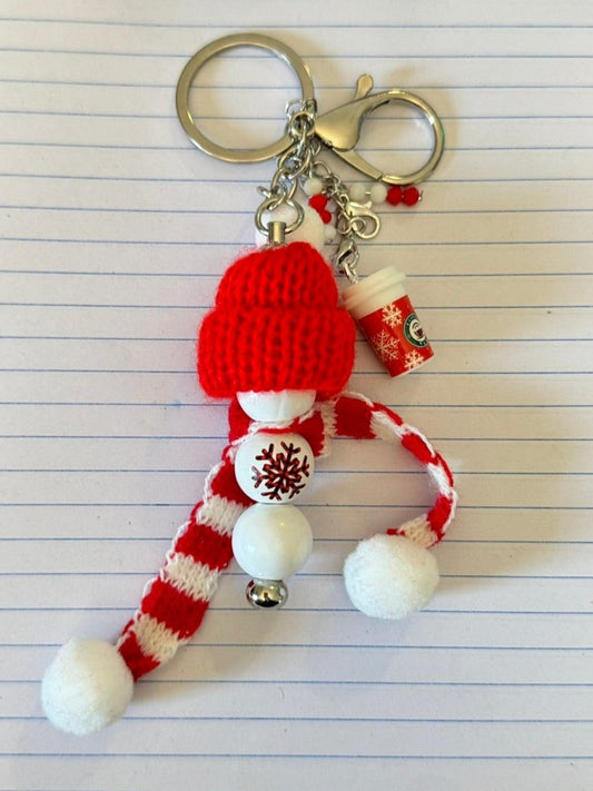 Festive Winter Wonderland Keychain with Mini Coffee Charm