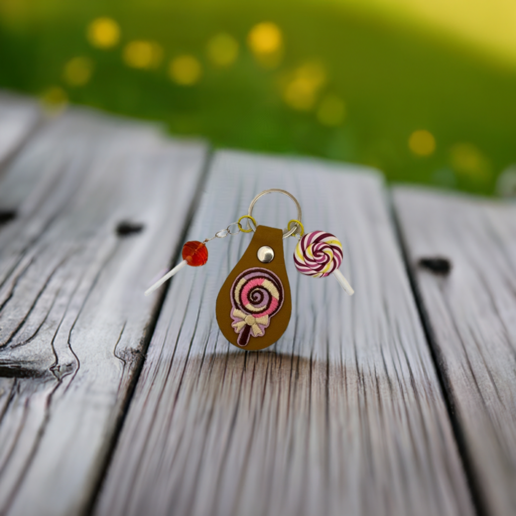 Sweet Swirl Delight: Lollipop Keychain Charm