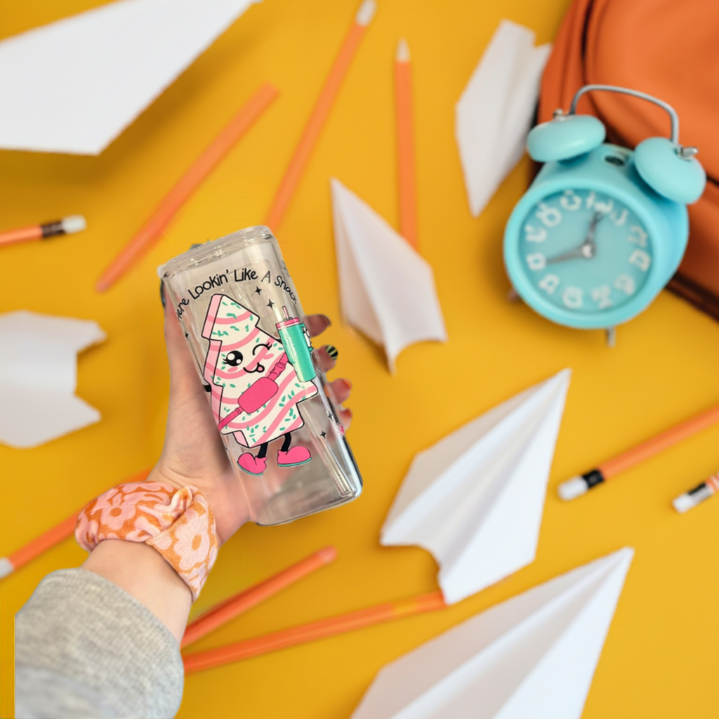 Sprinkle of Fun: Cute Cartoon Glass Cup with Straw